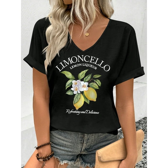 Refreshing Limoncello Lemon Black V - Neck Shirt