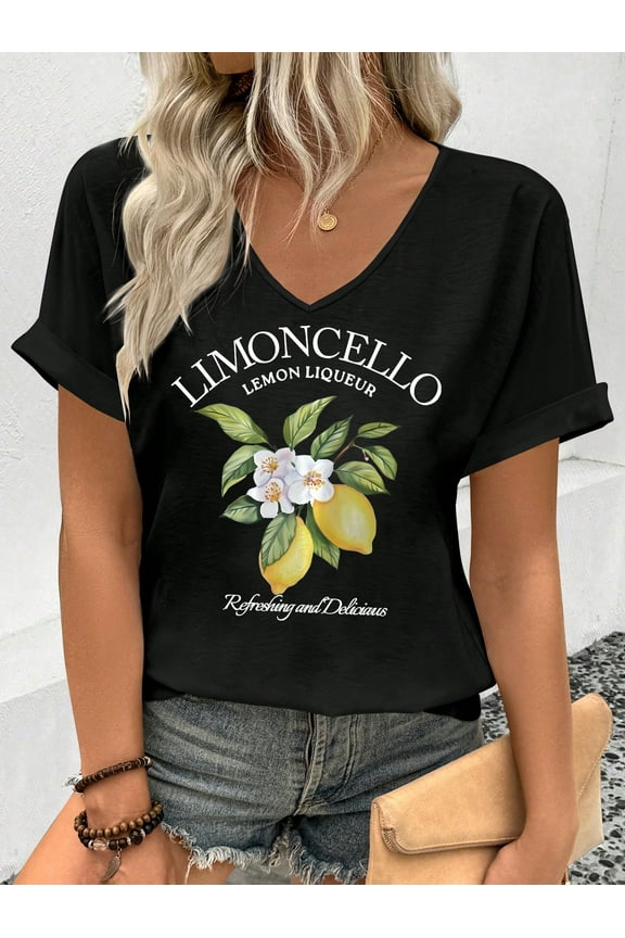 Refreshing Limoncello Lemon Black V - Neck Shirt