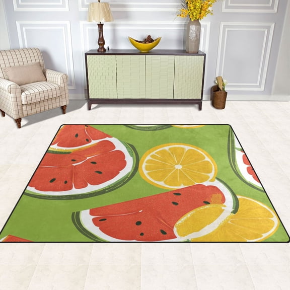 Refreshing Melons 63''x48'' Plush Memory Foam Bath Mat, Soft, Absorbent, Non Slip, Durable