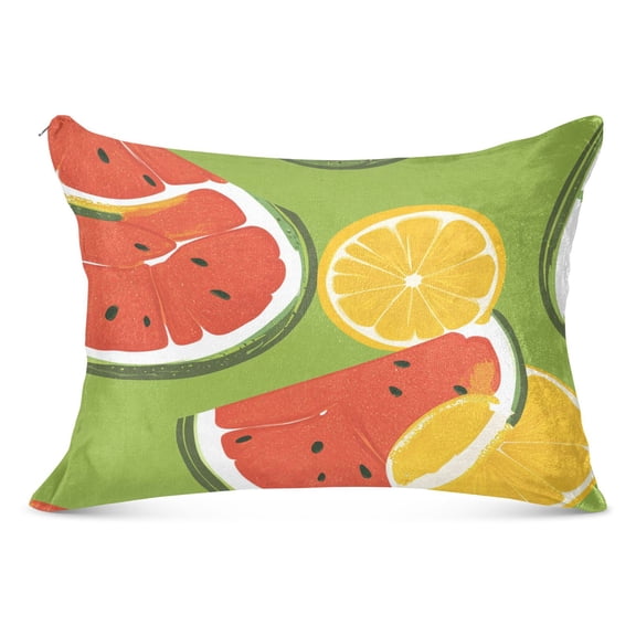 Refreshing Melons Soft Plush Pillow Cover, Zippered Design, Comfortable for Bedroom and Sofa