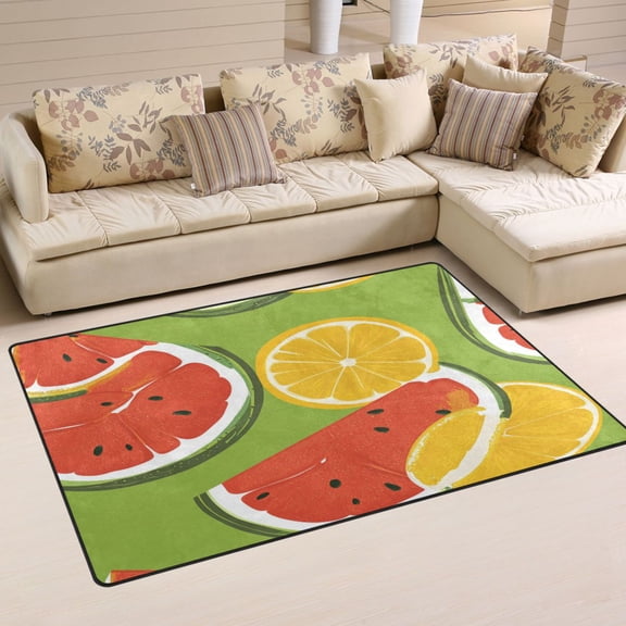 Refreshing Melons Soft Polyester Area Rug 31''x20'', Non Slip, Memory Foam, Water Absorbent