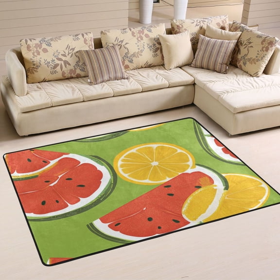 Refreshing Melons Soft Polyester Area Rug 36''x24'', Non Slip, Memory Foam, Water Absorbent