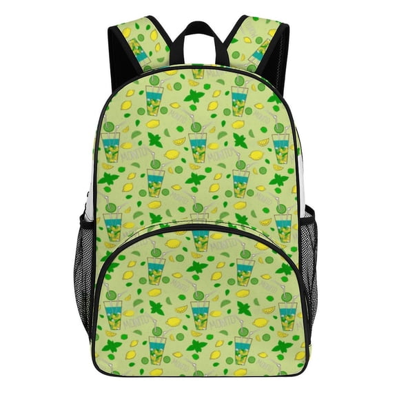 Refreshing Mojito Summer Pattern Teenage Backpack Middle Students Bookbag Outdoor Daypack