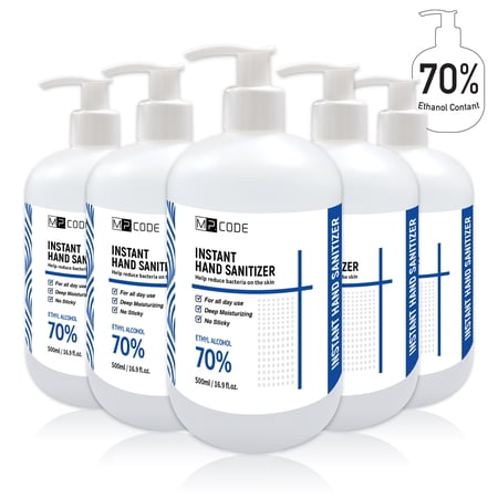 Refreshing Non-Sticky Instant Hand Sanitizer Aloe Extracts, 70% Ethanol 16.9oz (500ml) Pack Pumps