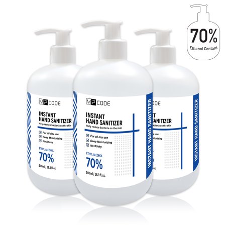 Refreshing Non-Sticky Instant Hand Sanitizer Aloe Extracts, 70% Ethanol 16.9oz (500ml) Pack Pumps