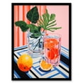 thumbnail image 1 of Refreshing Spritz Aperitif with Orange Slices Vibrant Pink Blue Stylised Painting Art Print Framed Poster Wall Decor 12x16 inch, 1 of 5
