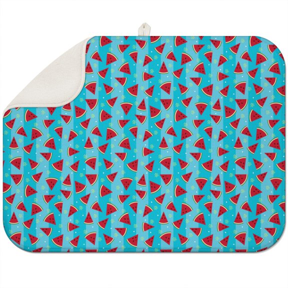 Refreshing Watermelon Summer Drying Mat 3-Layer Thick Absorbent Pad for Dishes, Pots & Heat Protection
