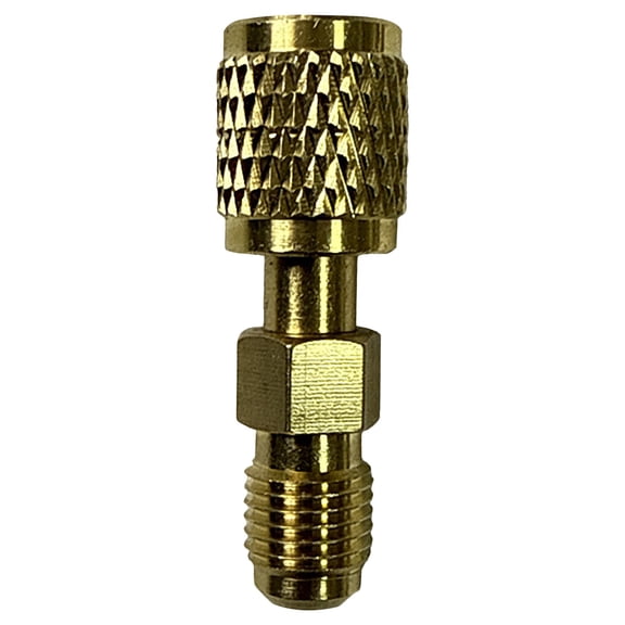 Refrigerant Brass Adapter,1/4" Female to 1/4" Male Reverse Thread, for Refrigerant Tanks Mini Split Systems, Vacuum Pump & Gauge Hose Connector, 1 Pcs
