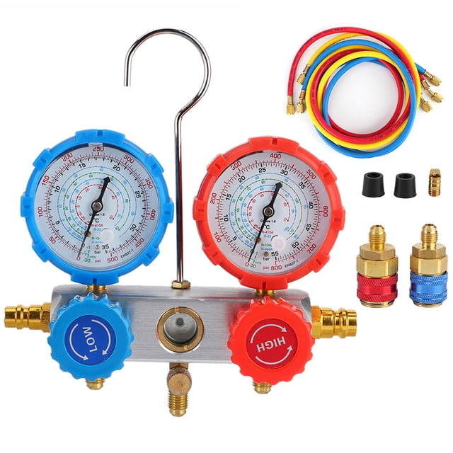 AC Manifold Gauge Set - 500psi Refrigerant Pressure Gauge With Visual Mirror For HVAC Repair