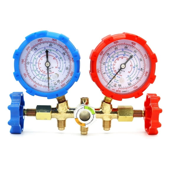 Refrigerant Manifold Gauge Set, A/C Air Conditioning Tools With Hose And Hook For R410a R32 R-404A R-134a Manifold Gauge Air ,Portable