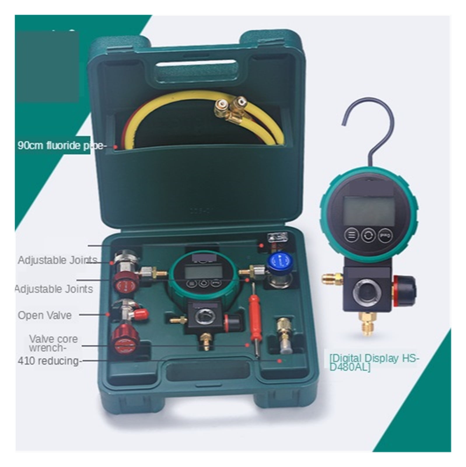 Refrigerant Pressure Gauge Manifold Digital Refrigeration Tester Vacuum