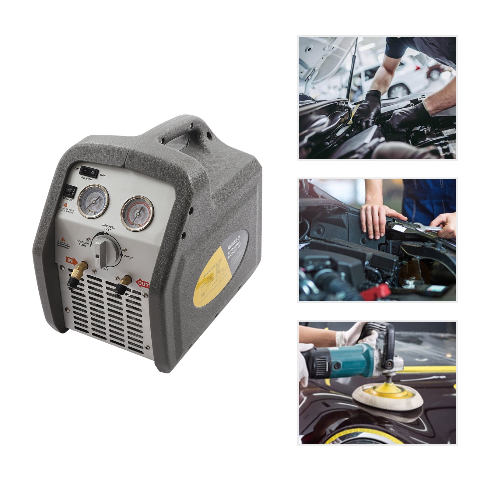 Refrigerant Recovery Machine 3/4HP AC Refrigerant Recycling Machine HVAC 558psi Refrigerant Recovery Unit Air Conditioning Repair Tool (Grey)