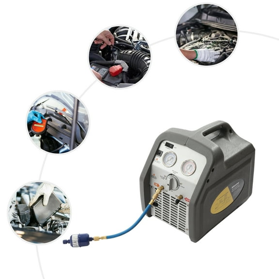 Refrigerant Recovery Machine, Portable 110V 3/4HP, 3 Modes, High Pressure Gauges, Copper Wire Motor for Efficient Refrigerant Recycling and Cost Saving
