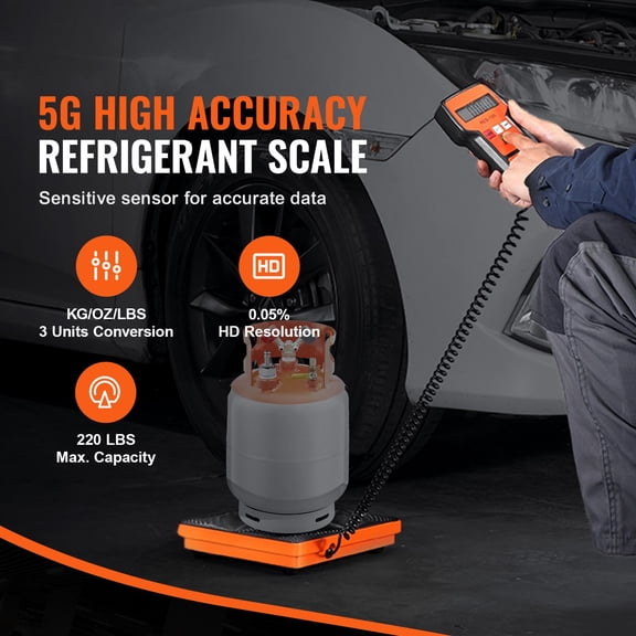 Refrigerant Scale 220 LBS HAVC Charging Recovery Freon Scale, with Wired Remote Control, 5g High Precision Electronic Digital Recovery Weight Scale with Case and Dry Battery