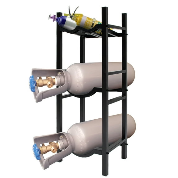 Refrigerant Tank Rack, Vertical Cylinder Tank Rack with 2x 30lb and Other 2 Saving Space, Tank Holder for Gas Oxygen Nitrogen Freon Acetylene Storage