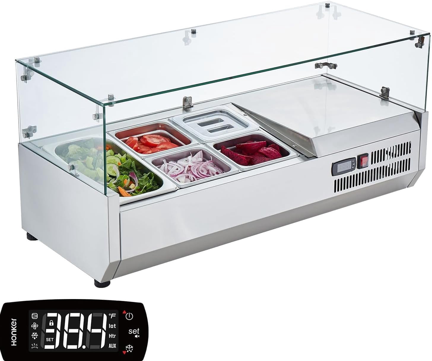 Refrigerated Condiment Prep Station – 130W Countertop Commercial ...