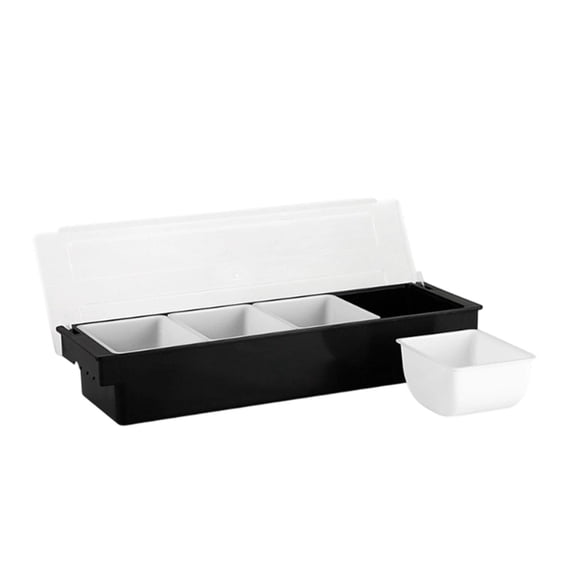 Refrigerated Condiment Tray, Fridge Organizer Storage Rack for Jars Bottles, Fruit Veggie Caddy with Lid, Dispenser Tray for Bartending Serving Taco Salad Bar, Kitchen Restaurant, 19.5"