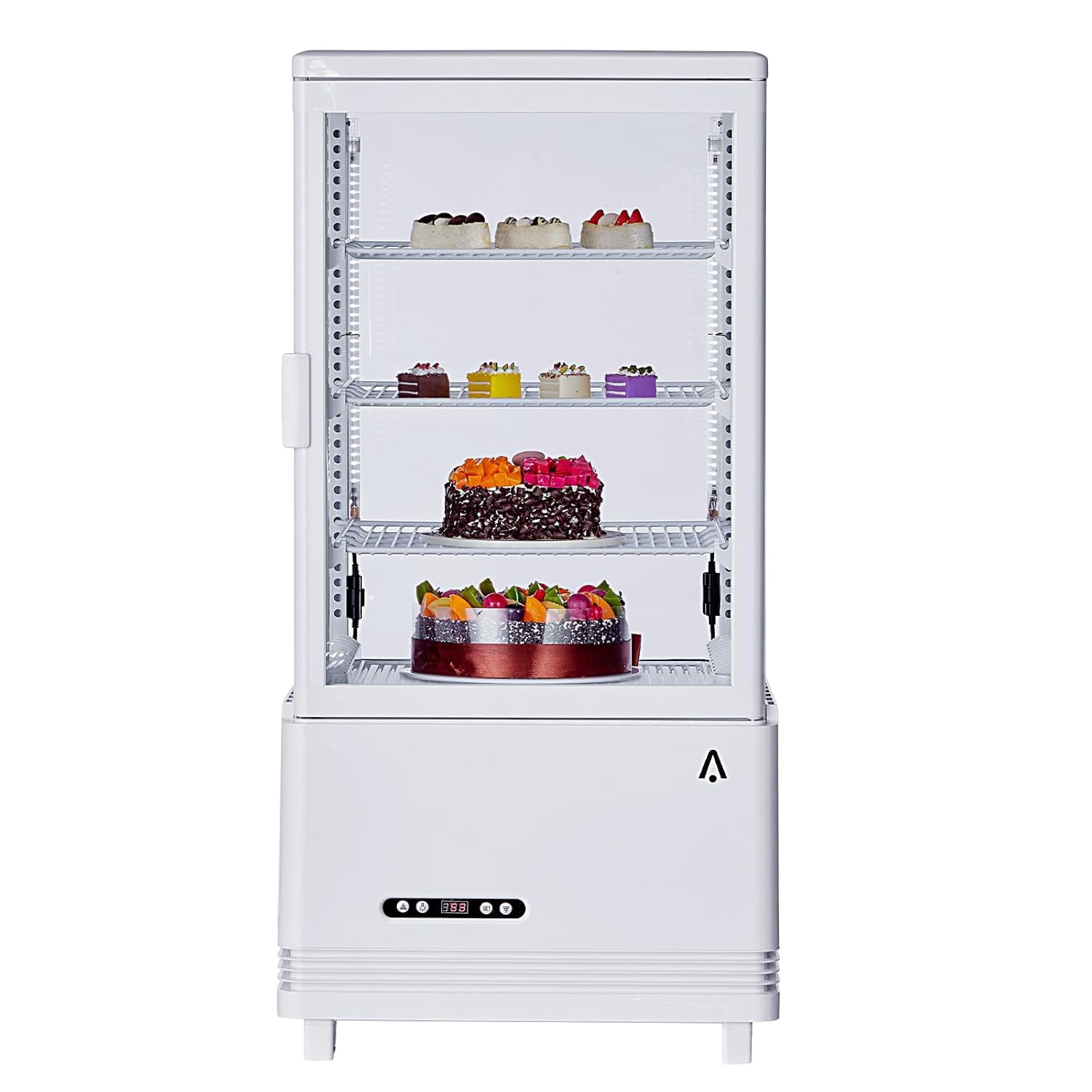 Refrigerated Display Case 2.4 Cu.Ft. Countertop Pastry Display Case Commercial Display Refrigerator w/LED display Air-cooling Automatic Defrost Rear Sliding Door