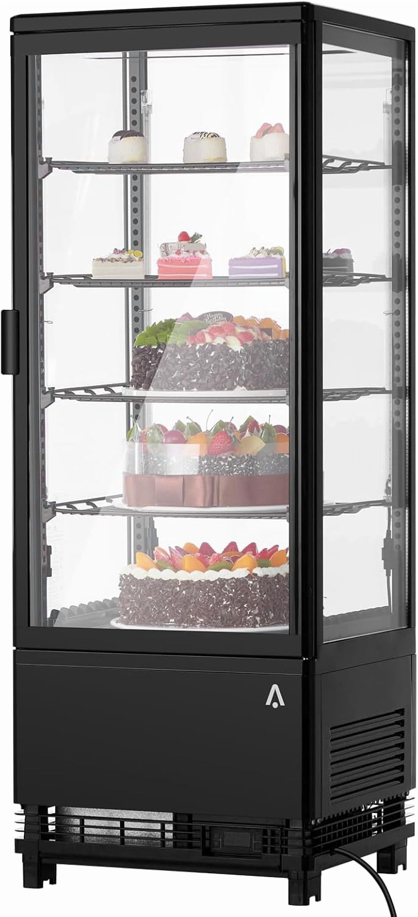 Refrigerated Display Case, 3.5 Cu.Ft, Countertop Pastry Display Case Commercial Display Refrigerator with LED Lighting, Frost-Free Air-Cooling, Locked Door for Bakery