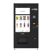Refrigerated Snack Vending Machine In Black With 48 Slots Featuring Ample 49 Inch Touch Display, Bill Acceptor, Credit Card Reader, Wifi and 4G Connectivity