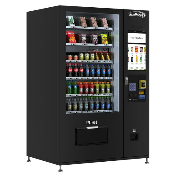 Refrigerated Snack and Drink Vending Machine with 60 Slots and 22 Inch Touch Screen with CC Reader and Coin/Bill Acceptor in Black (KM-VMRT-50-BCR)