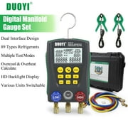 Refrigeration Digital Manifold Gauge Kit HVAC Vacuum Pressure Temperature Tester Set A/C Refrigeration Kit Air Conditioning R410a R134a Refrigerants Freon Gauge Diagnostic Maintain Tool