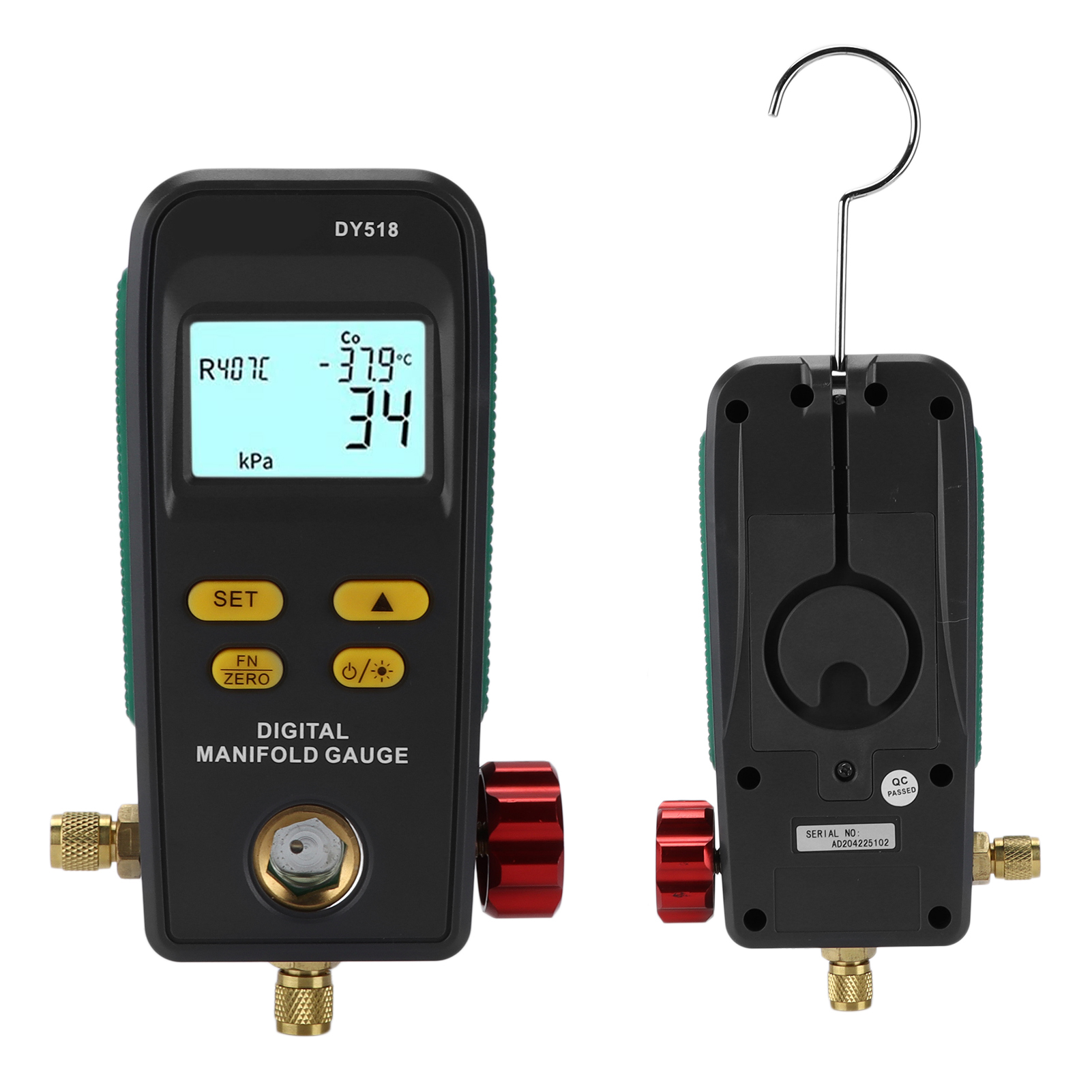 Refrigeration Digital Manifold Guage Meter 1/4in Interface LCD Backlight A/C Vacuum Tester