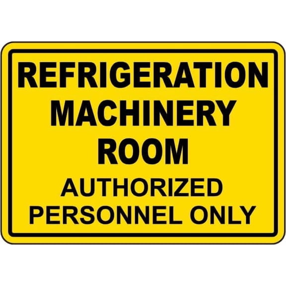Refrigeration Machinery Room Safety Metal Tin Sign, Chemical Ammonia Plaque for Home Work Industrial Spaces, Refrigeration Safety Sign, 8x12 Inch