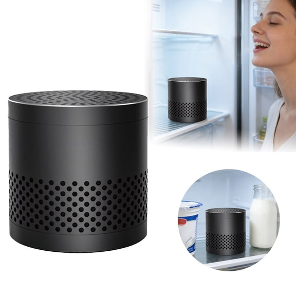 Refrigerator Activated Charcoal Odor Eliminator Metal Cylinder Fridge Deodorizer Reusable Air Purifier Box For Fridge Freezer Kitchen Cabinet(Black-7.1Cm)