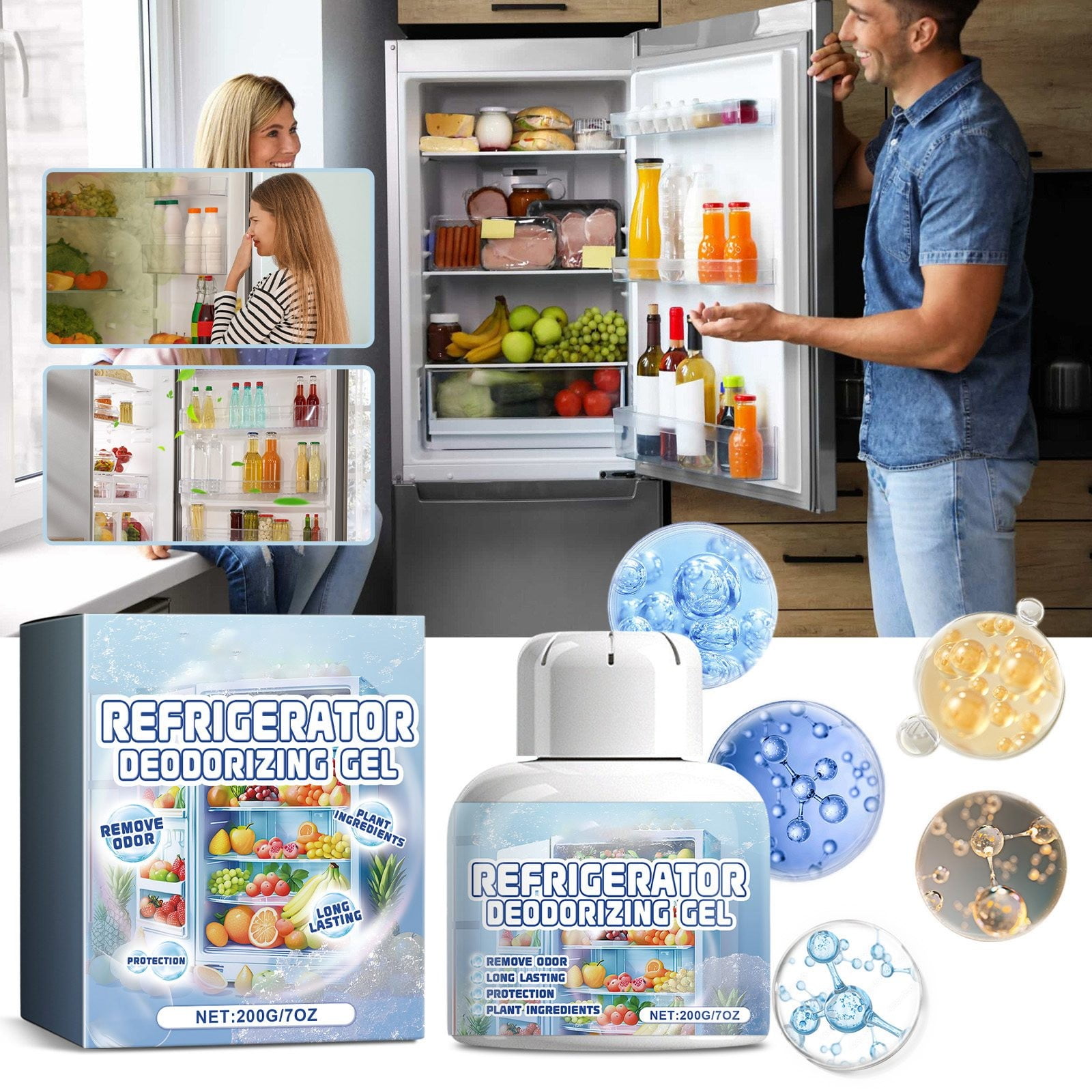 Refrigerator And Purifying Gel. Indoor Refrigerator Purifying Fresh