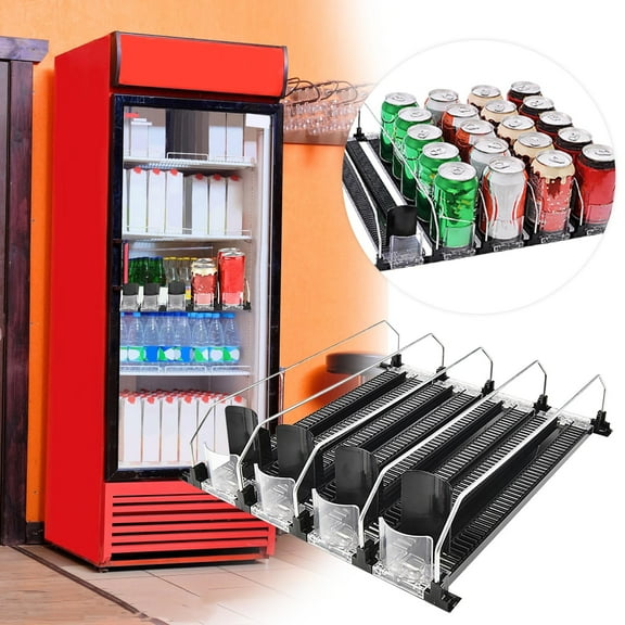 Refrigerator Beverage Organizer 12 Inch Automatic Drink Pusher for Cans & Bottles,Plastic Freezer Shelf Organizer,Spring Fridge Storage for Beer,Easy Install,No Tools Needed