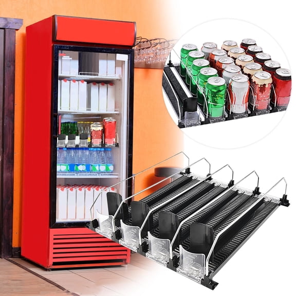 Refrigerator Beverage Organizer Automatic Pusher, Usupdd Large Capacity Soda Can Dispenser for Freezer, Sturdy Plastic Drink Shelf Rack for Cabinet Pantry Garage Cooler