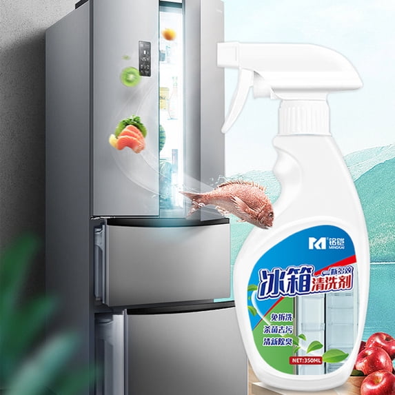 Refrigerator Cleaner Deodorizer 350ml, Kitchen Microwave Decontamination Spray, Mold Stain Remover for Fridge Cabinet, Non Toxic Formula and Food Safe Maintenance