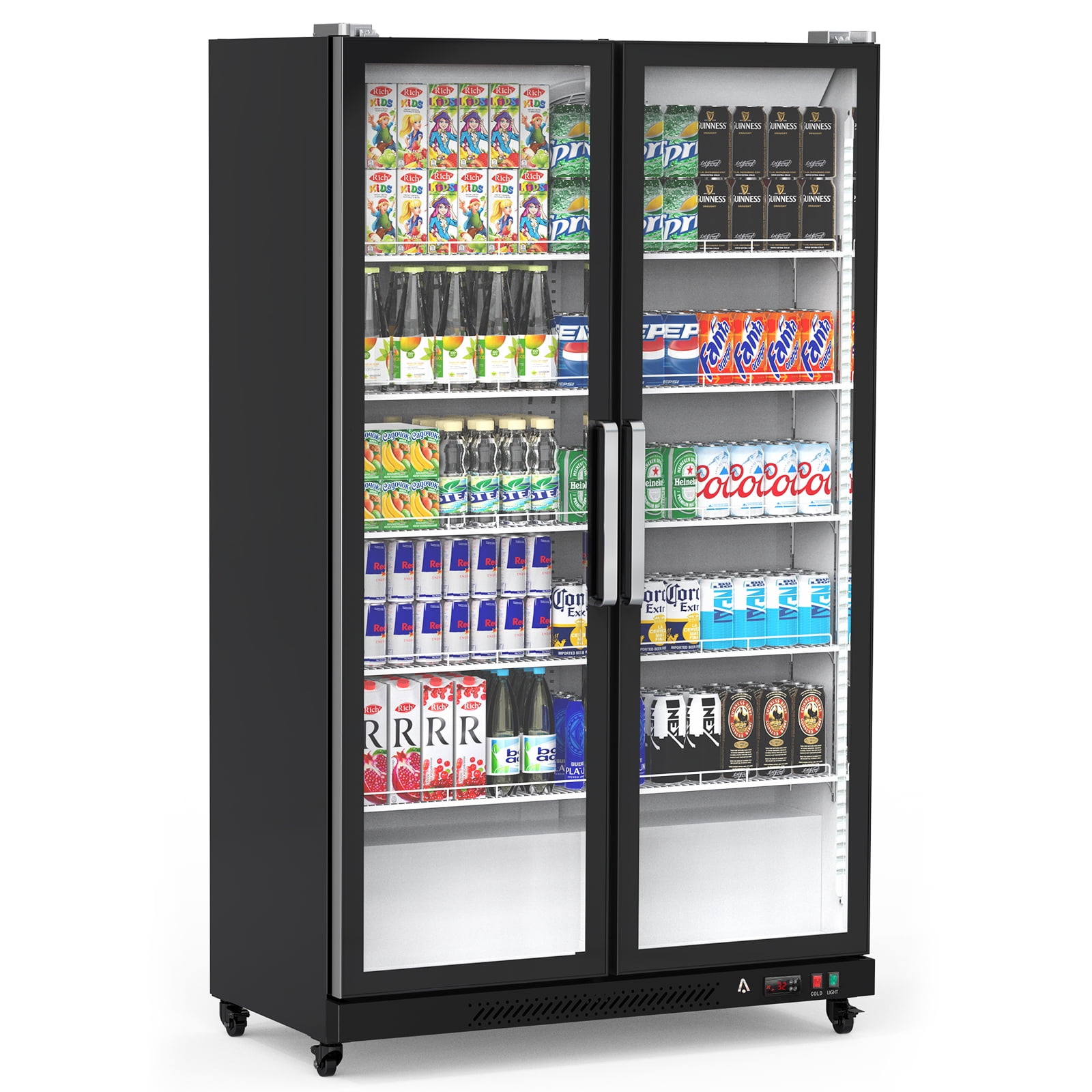 Refrigerator Commercial Glass Door Display Upright Freezer, Black