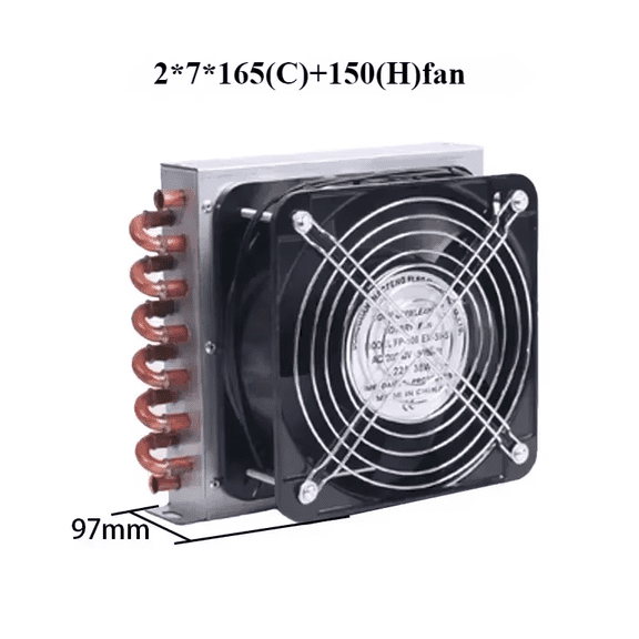 Refrigerator Condenser 7mm Copper Tube Aluminum Fins Small Radiator Air-cooled Water-cooled Universal Cooling Cooler with Fan