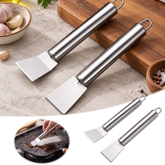 Refrigerator Defrost Scraper Tool Set Kit Kitchen Frost Removal Tool Scraper Two Piece Stainless Scraper for Freezers Fridge Walls Ice Build Up (6.5 x 1.4 in)