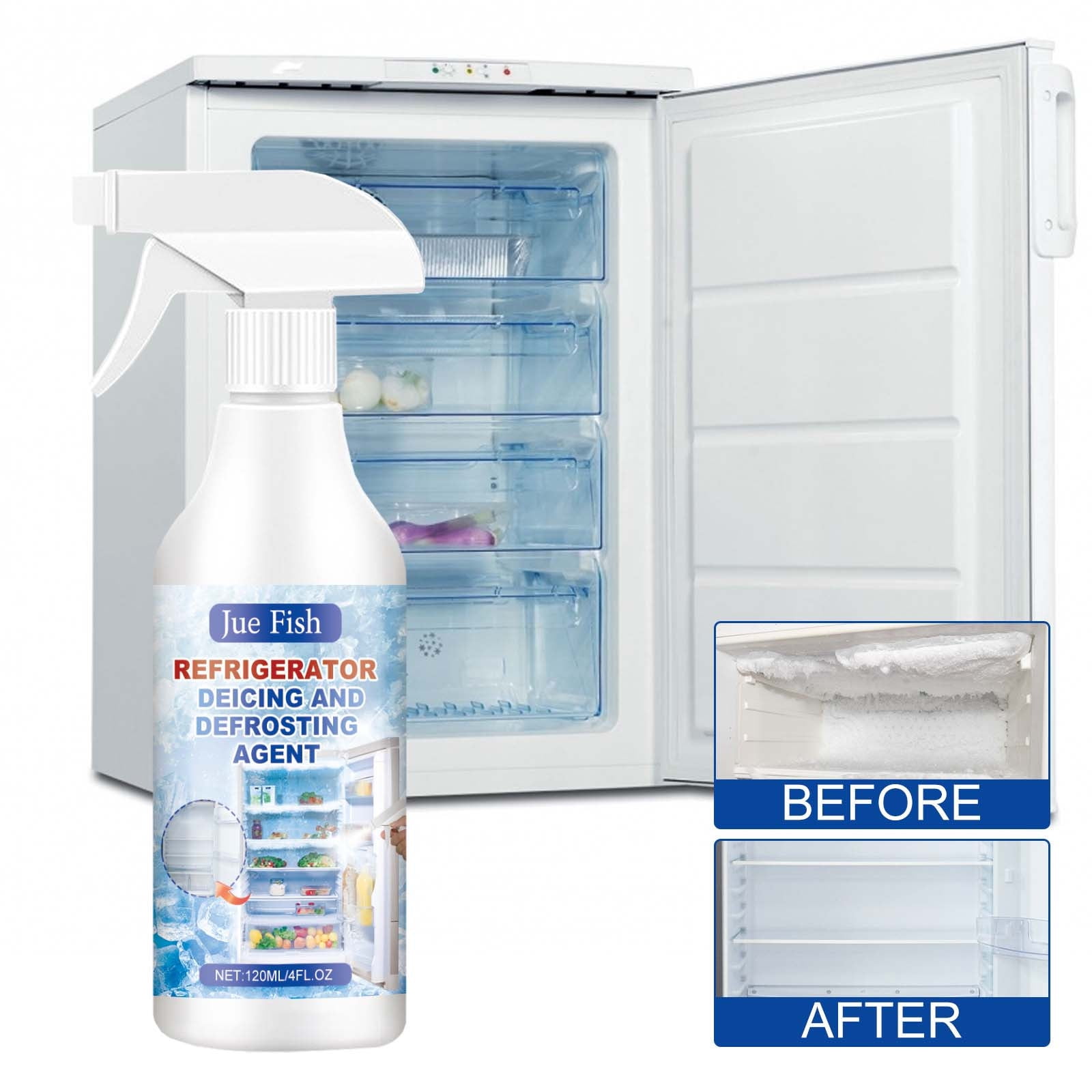 Refrigerator Defroster & De-Icer 120ml, Refrigerator Defrosting Deicer Household Freezer Melting Snow Deicing Clean Ice Antifreeze Icing Agent 120ml