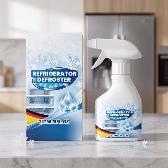 Refrigerator Defroster Spray, 8 fl oz Fast-Acting Frost Remover for Freezer Compartments & Fridge Coils, Defrosting Agent to Restore Cooling Performance & Energy Efficiency