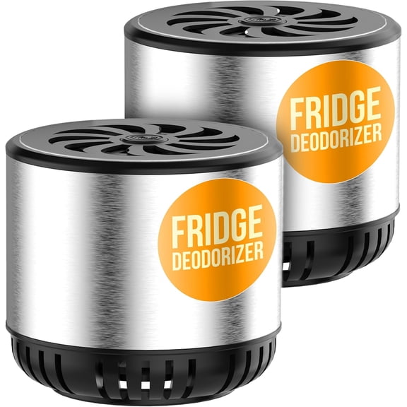 Refrigerator Deodorizer - Double Pack - Fridge Smell Eliminator Lasts for 10 Years -18ft3 Capacity Strong Fridge Odor Absorber, Eliminator & Air Purifier - More Effective Than Baking Soda