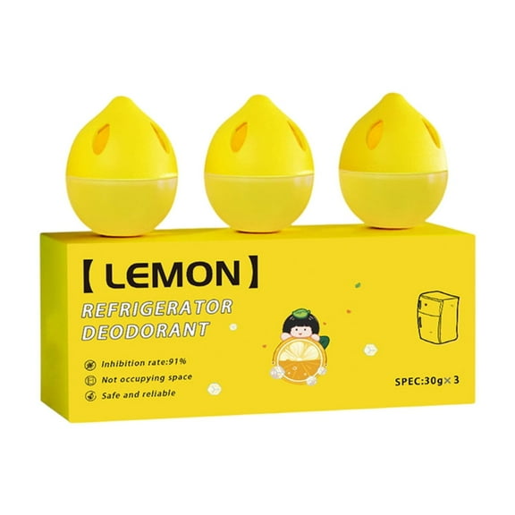 Refrigerator Deodorizer, Fridge Deodorizer More Effective Than Baking Soda, Refrigerator Odor Absorber For Fridge Freezer And Freezer Compartments, 3-Pack Lemon Scented