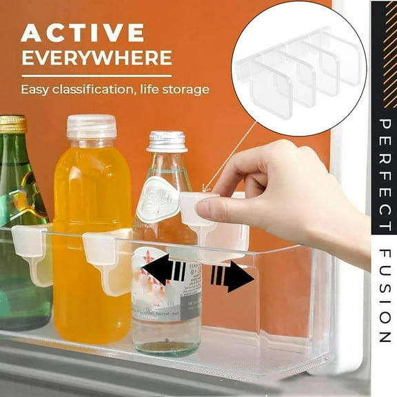 Refrigerator Divider Baffle | Removable Buckle Multi-Function Organizer | 8-Pack Translucent PP5 Kitchen Storage Dividers for Fridge Door Pockets