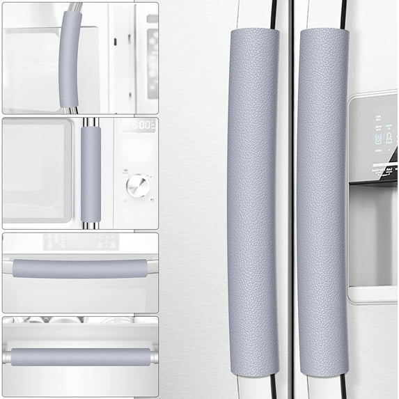 Refrigerator Door Handle Covers, 6PCS, Leather Kitchen Appliance Handle Covers, Keep Your Fridge Microwave Oven Stove or Dishwasher Clean, Stains Dirty Oils, Kitchen Decor(Bluish-Gray)