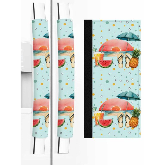 Refrigerator Door Handle Covers Set of 2 Tropical Summer Beach Sunset Refrigerator Handle Covers Non Slip Kitchen Appliance Pineapple Watermelon Handle Covers for Refrigerator and Oven Protector