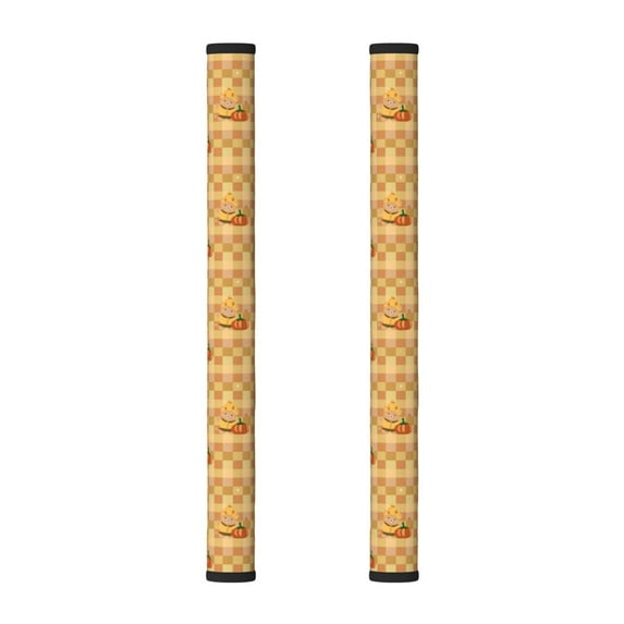 Refrigerator Door Handle Covers Set of 2, bear yellow pumpkin Autumn checkered Adjustable Non Slip Fridge Handle Covers, Appliance Handle Covers for Dishwasher Cuteness Oven Kitchen Decor