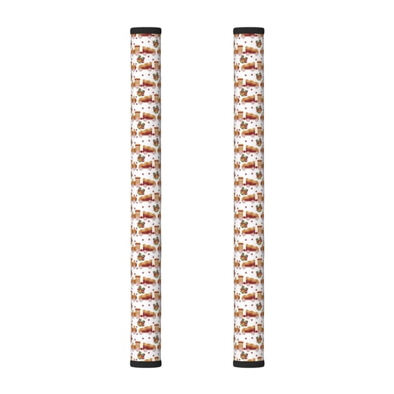 Refrigerator Door Handle Covers Set of 2, christmas Train Pattern Adjustable Non Slip Fridge Handle Covers, Appliance Handle Covers for Dishwasher Cuteness Oven Kitchen Decor