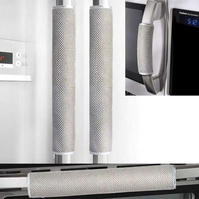 "Stainless Steel 16"" Padded Handle Covers Set of 4 Refrigerator