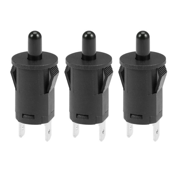 Refrigerator Door Light Switch 10mm Momentary Fridge Switch Normally Closed NC PB35 AC 250V 3A Black 3pcs
