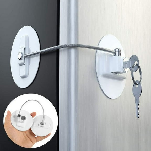 Refrigerator Door Lock Non-drilled Refrigerator Door Lock White Window Stopper with Keys Window Lock Drawer Lock Freezer Door Lock Fridge Lock Baby Kid Safety Cabinet Lock