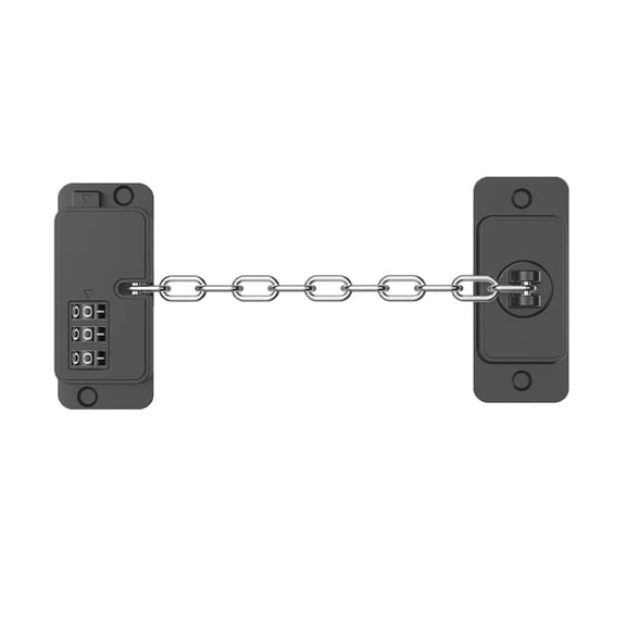 Refrigerator Door Lock With Stainless Steel Chain Durable Password Lock For Freezer Cabinets Drawers Windows(Black-One Size)