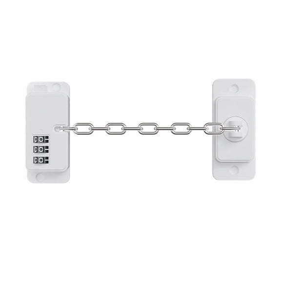 Refrigerator Door Lock With Stainless Steel Chain Durable Password Lock For Freezer Cabinets Drawers Windows(White-One Size)